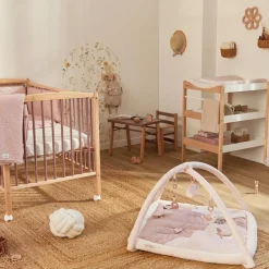 Tapis d'éveil ouatiné soft boa avec arche de jeux rose