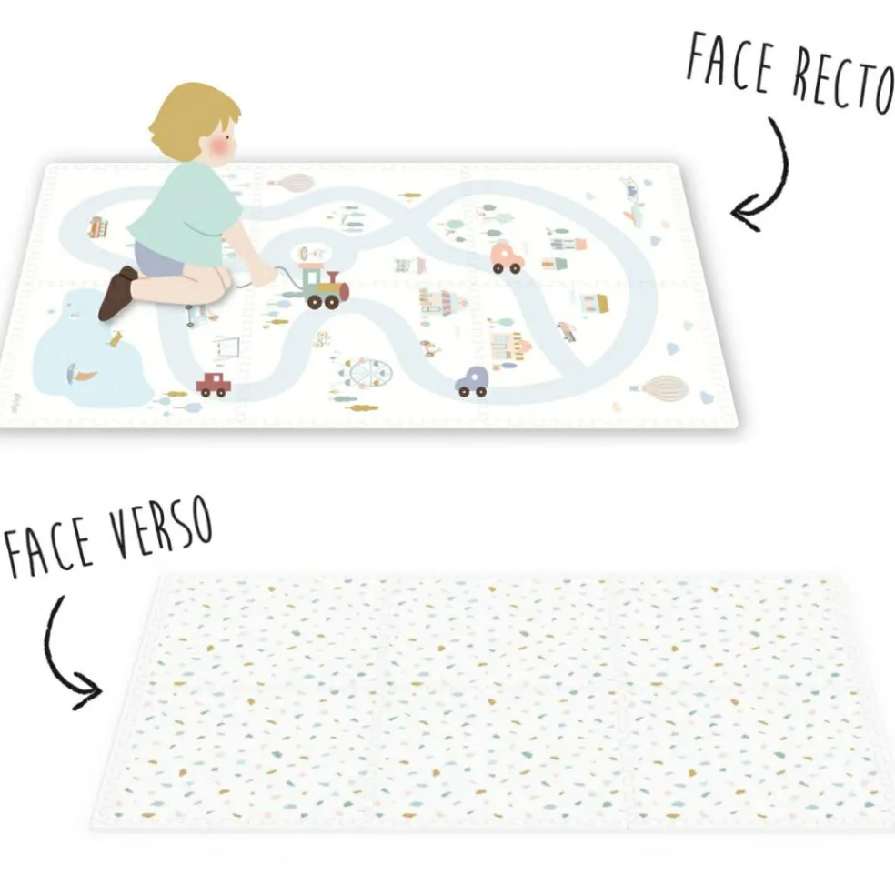 Tapis puzzle 3 en 1 Tiloo Village (120 x 180 cm)