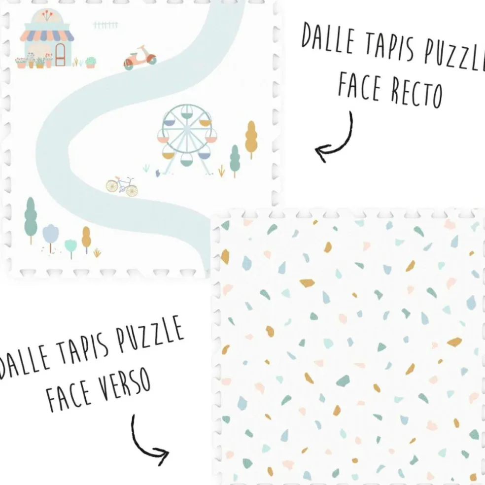 Tapis puzzle 3 en 1 Tiloo Village (120 x 180 cm)
