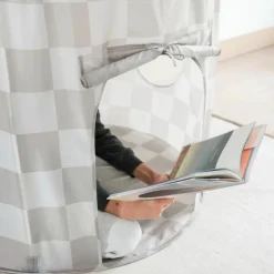 Tente de jeu en tissu recyclé Damier beige