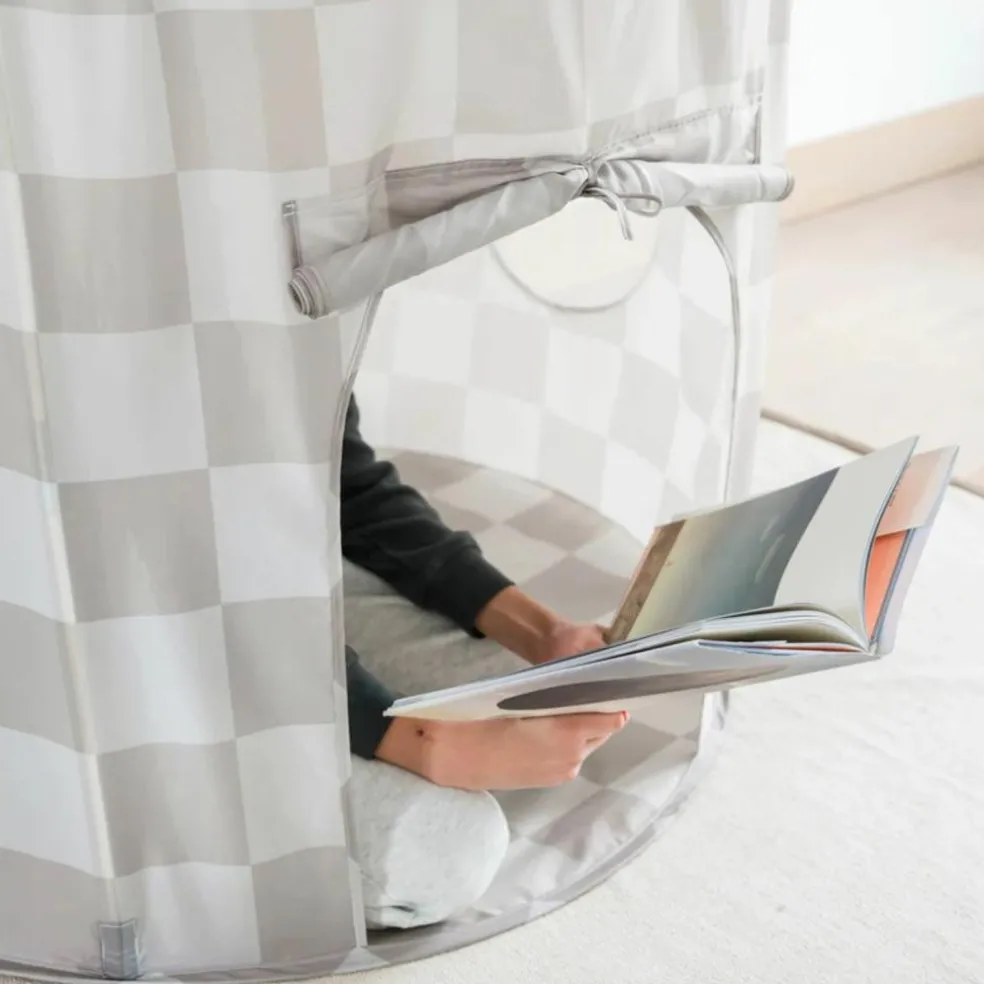 Tente de jeu en tissu recyclé Damier beige