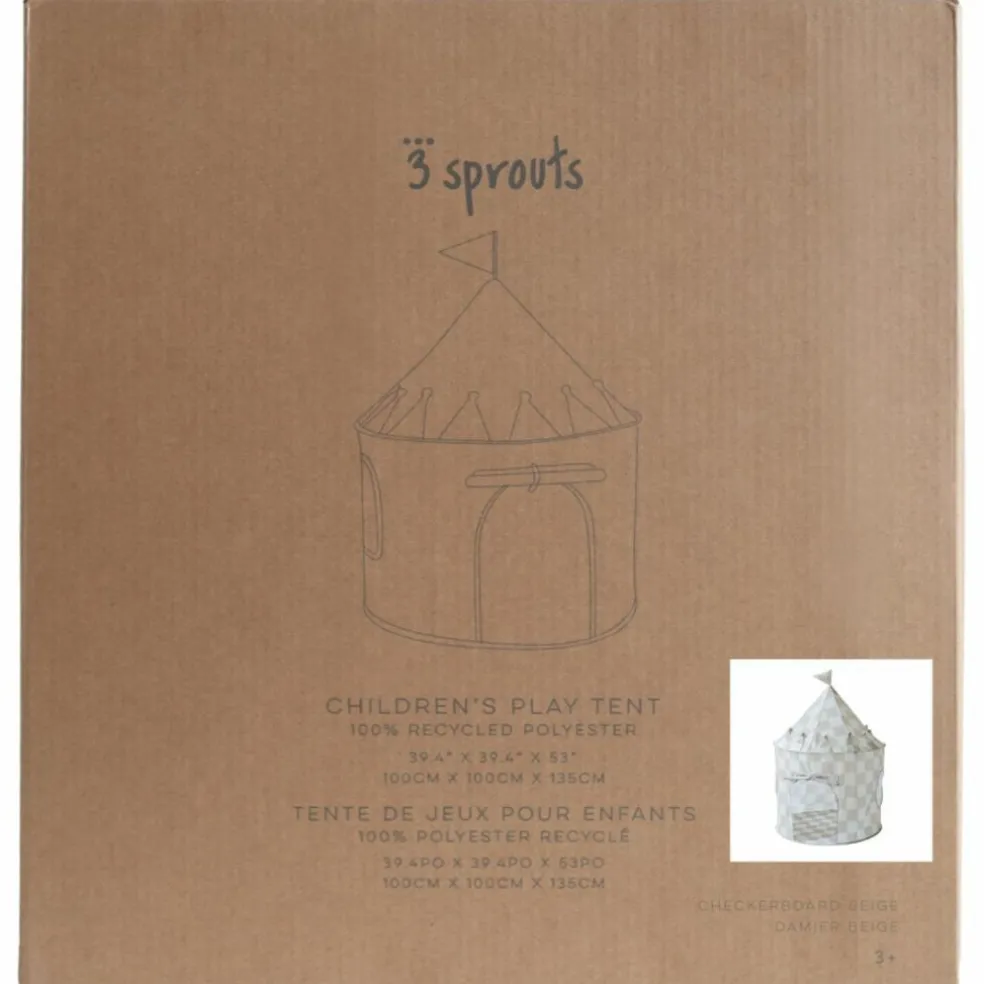 Tente de jeu en tissu recyclé Damier beige