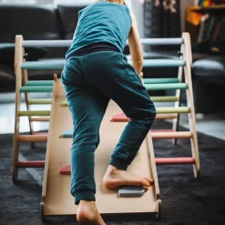 Toboggan et mur d'escalade 2 en 1 Pickler multicolore pastel