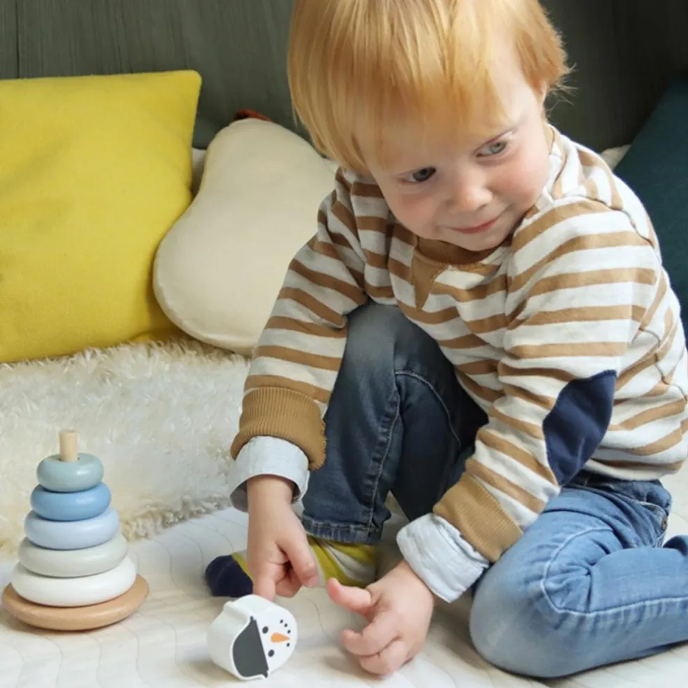 Tour à empiler en bois Bonhomme de neige