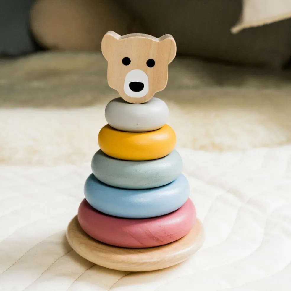 Tour à empiler en bois Ours