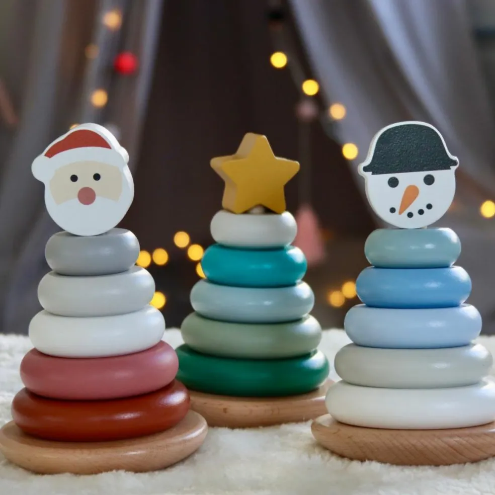 Tour à empiler en bois Père Noël