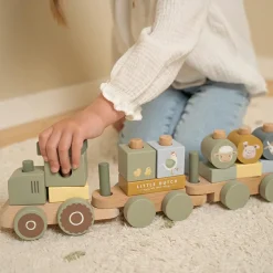Train à blocs en bois tracteur Little Farm