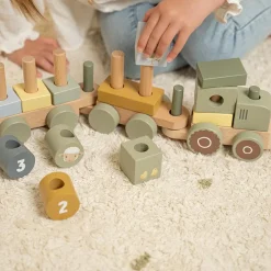 Train à blocs en bois tracteur Little Farm