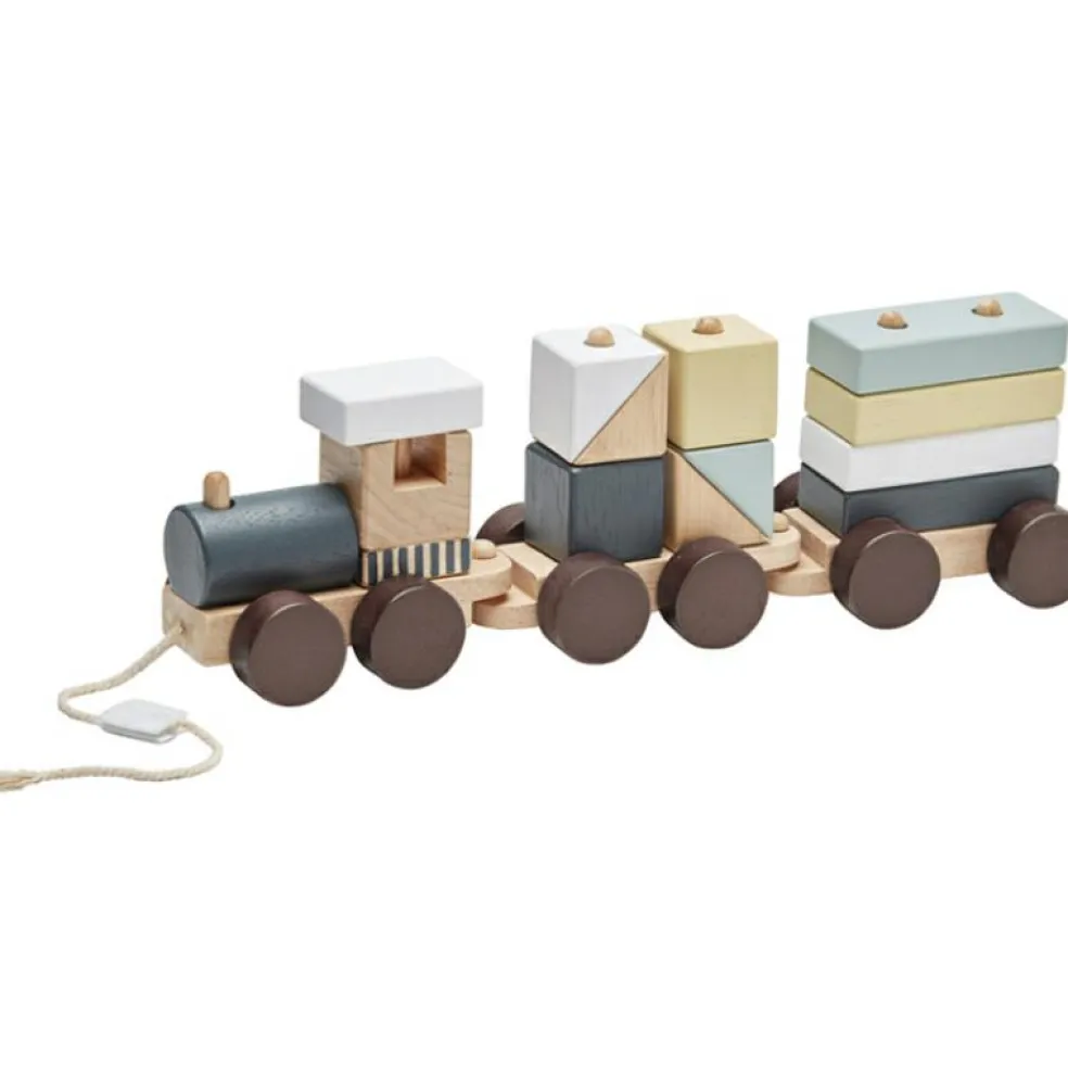 Train blocs de construction avec cubes naturel