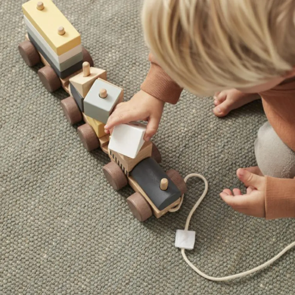 Train blocs de construction avec cubes naturel