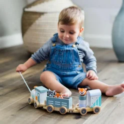 Train en bois Les animaux du zoo