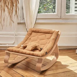 Transat à balancement en bois de hêtre Levo Camel